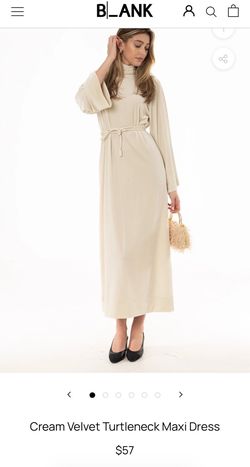 Cream Velvet Turtleneck Maxi Dress