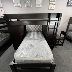 Twin Over Twin Bunk Bed With Desk 