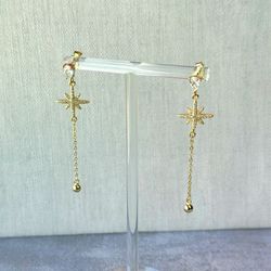 18k gold plated zircon star dangle Earrings