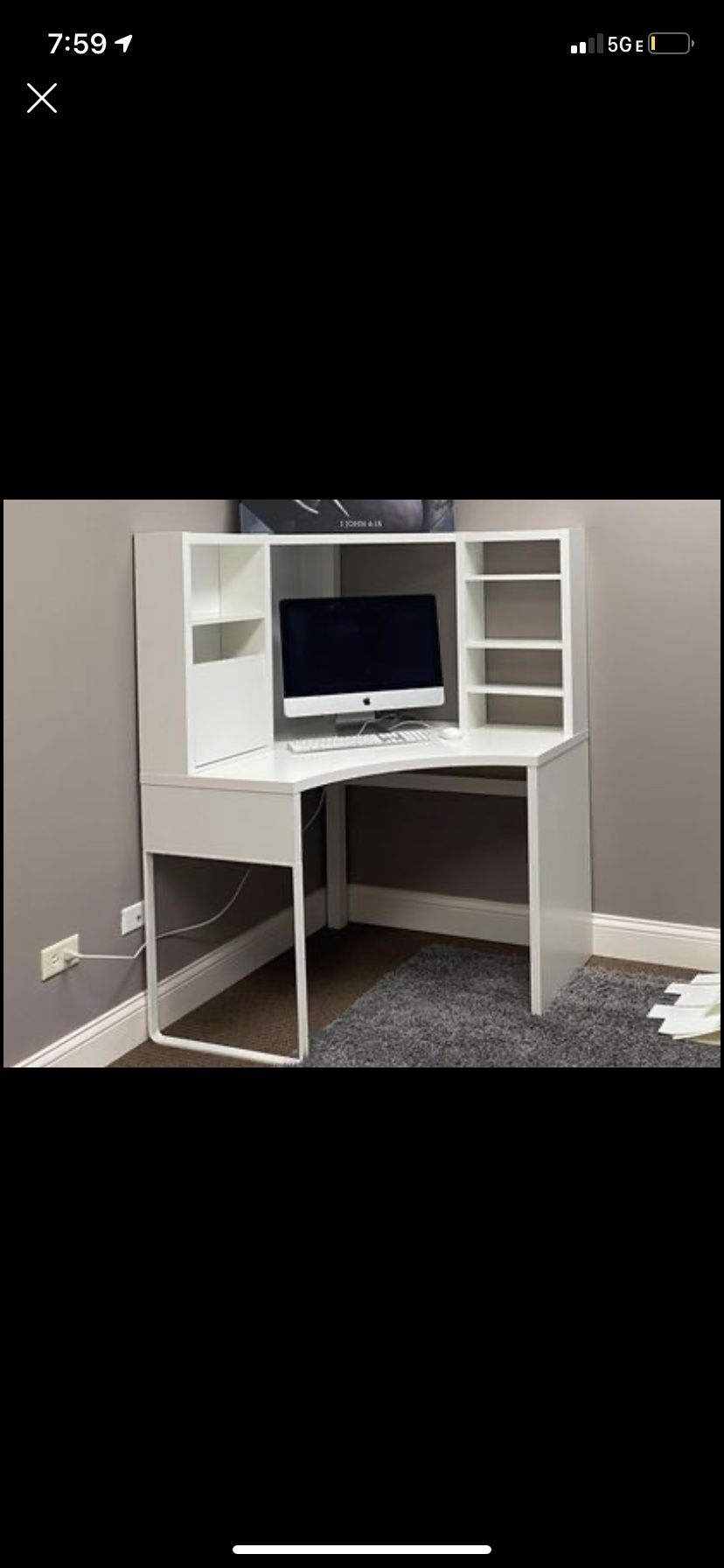 White Ikea Corner Desk 