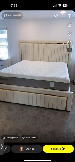 King size bed frame cream velvet