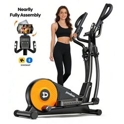 LNOW Pro Magnetic Elliptical Mahicne Nearlly Fully Assembled Build-in Bluetooth Indoor Stationary Exercise Machine 400lbs 16 Resitance with 17" Stride
