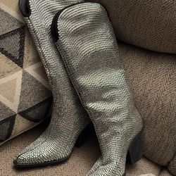 Azalea Wang Rhinestone Boots 8.5 