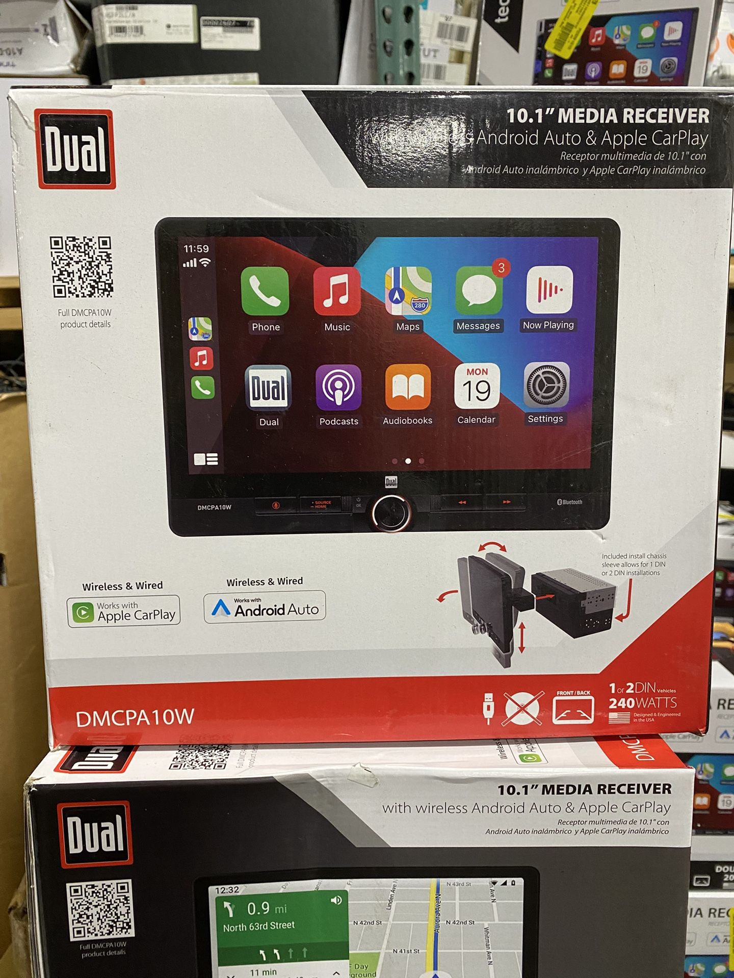 Dual Electronics DMCPA10W 10.1” Wireless Apple CarPlay & Android Auto Car Stereo,
