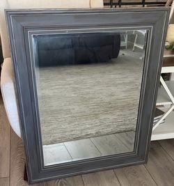 Wall Mirror with Gray Wood Frame