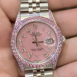 Rolex Barbie Hot Pink Arabic Pearl Box Papers Buy Sale Trade Gold Silver Chains Rings Diamonds Watches Coins 