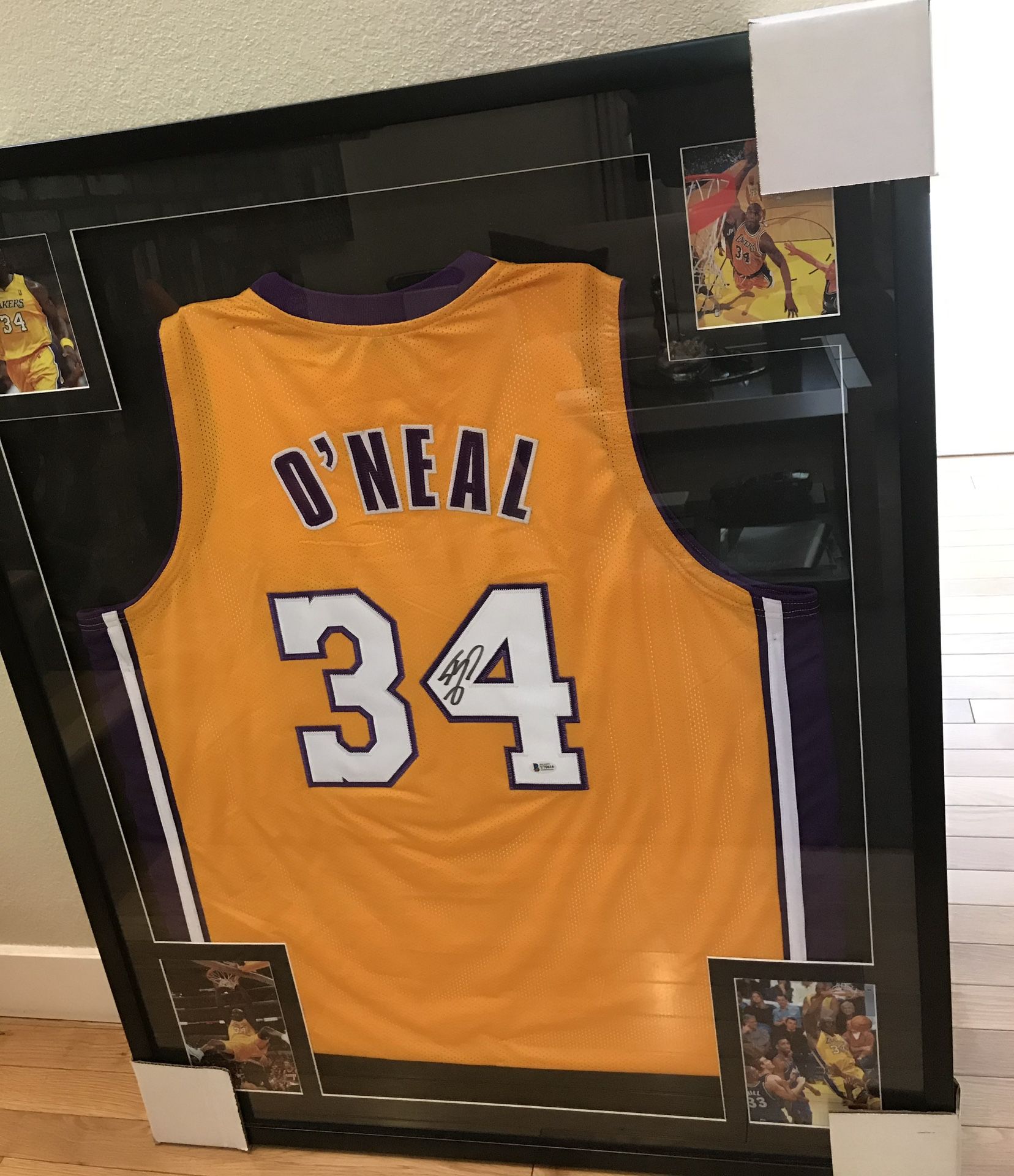 Shaquille O'neal’s Autographed & Framed Los Angeles Lakers Yellow Jersey with Beckett Certificate of Authenticity