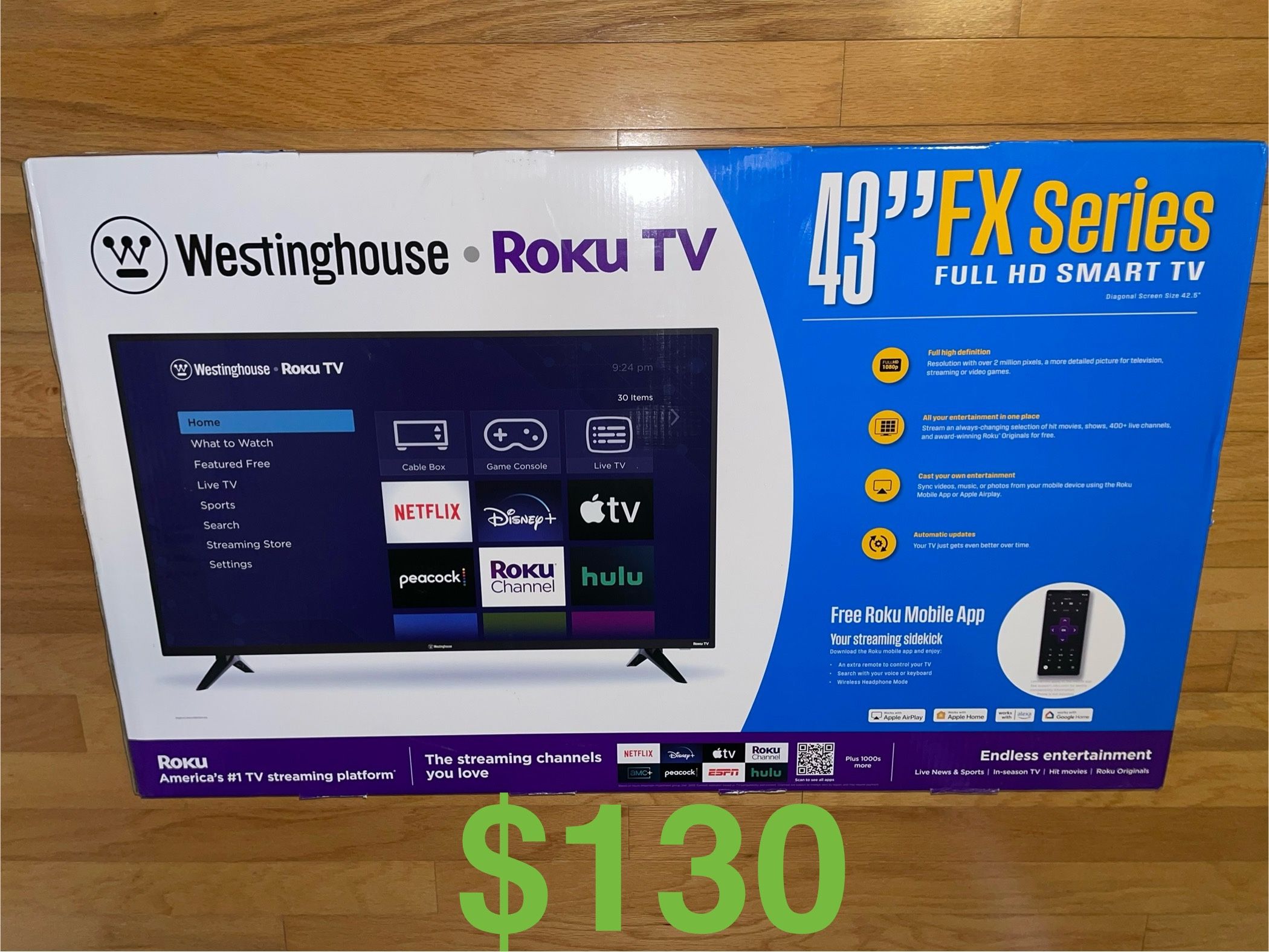 Westinghouse Roku HD TV 43 Inch Smart TV 1080P Brand New Sealed In Box. CASH ONLY. PRICE IS FIRM. For pickup in Carrollwood 