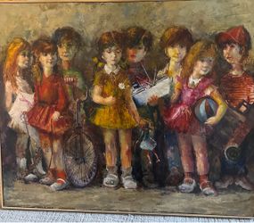 Original mid- century European figurative oil painting
