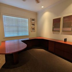 DESK U-SHAPED Cherry Wood Conference Desk