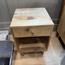 Solid Wood Rustic Nightstand / Side Table with Drawer