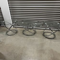 3-Piece Glass Coffee Table Set With Chrome Metal Bases