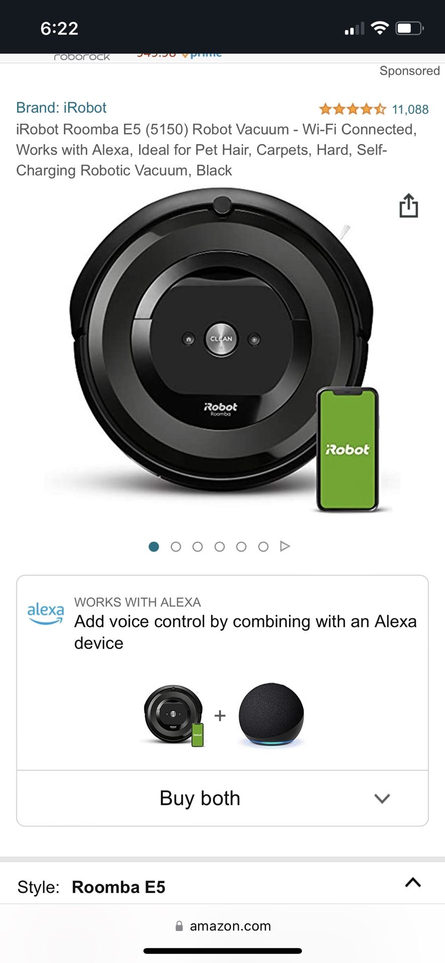 Roomba E5 WiFi Connected Robotic Vacuum