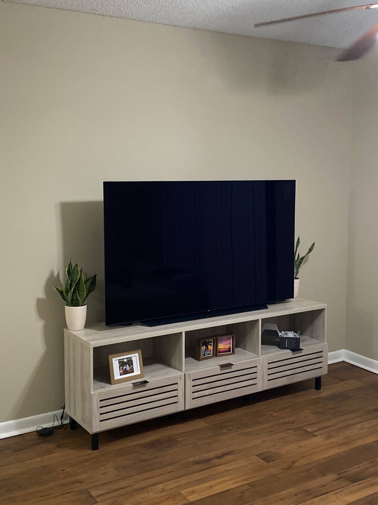 70” Birch Wood TV Stand for 80” TV – Modern Slatted Media Console, Universal Flat Screen Entertainment Center, Storage Cabinet