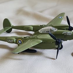 Diecast Plane P-38 Lightning Texas Terror By TMLM 4-7/8" Long Toy Or Display.