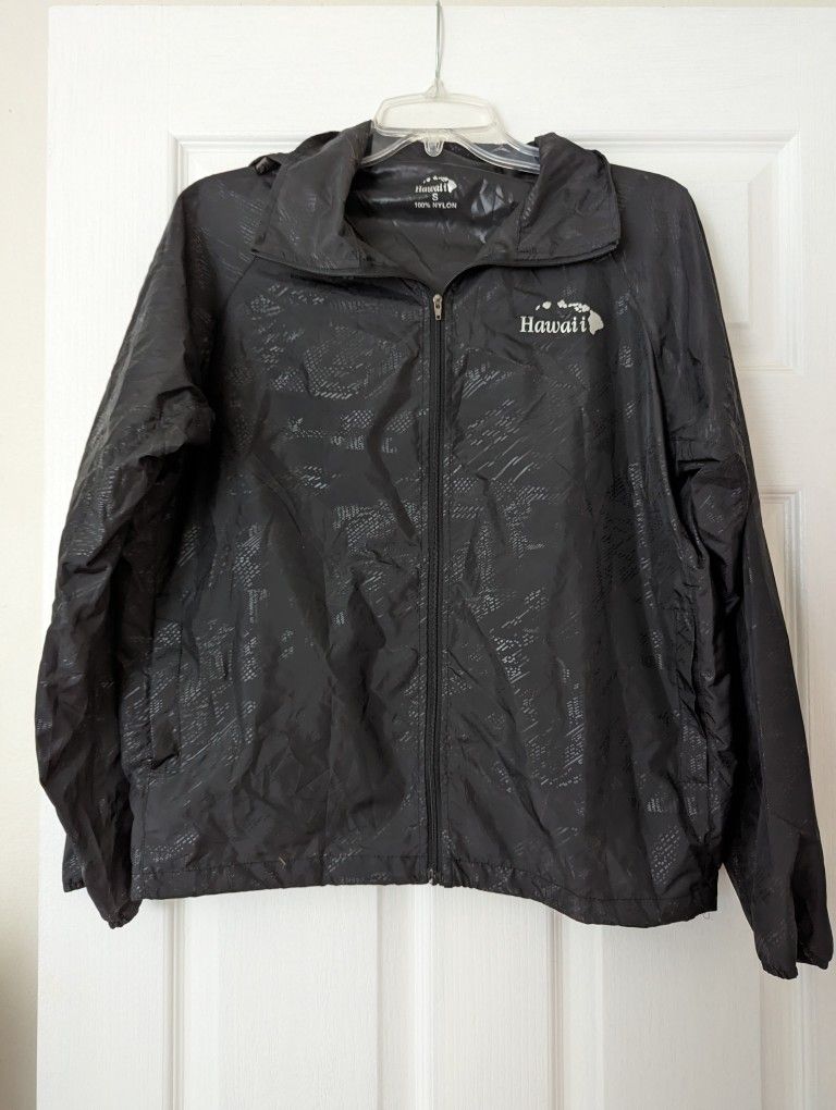 Woman's Hawaii Black Windbreaker Size Small Gently Worn