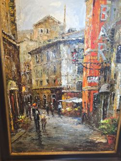 The Bar, original oil painting. LARGE. mansion, restaurant,  hotel