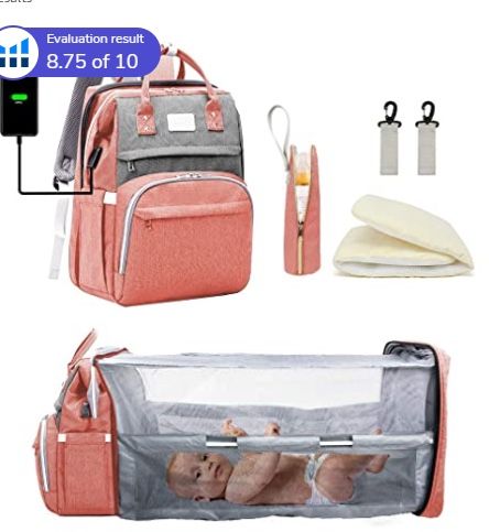 3 in 1 Diaper Bag Backpack With Bassinet (pink)