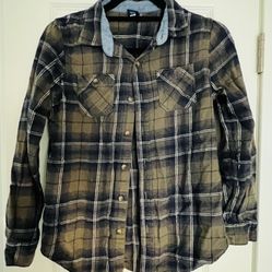Arizona Jean Co. Boys Flannel Long Sleeve Shirt L (14-16) Plaid Button Down