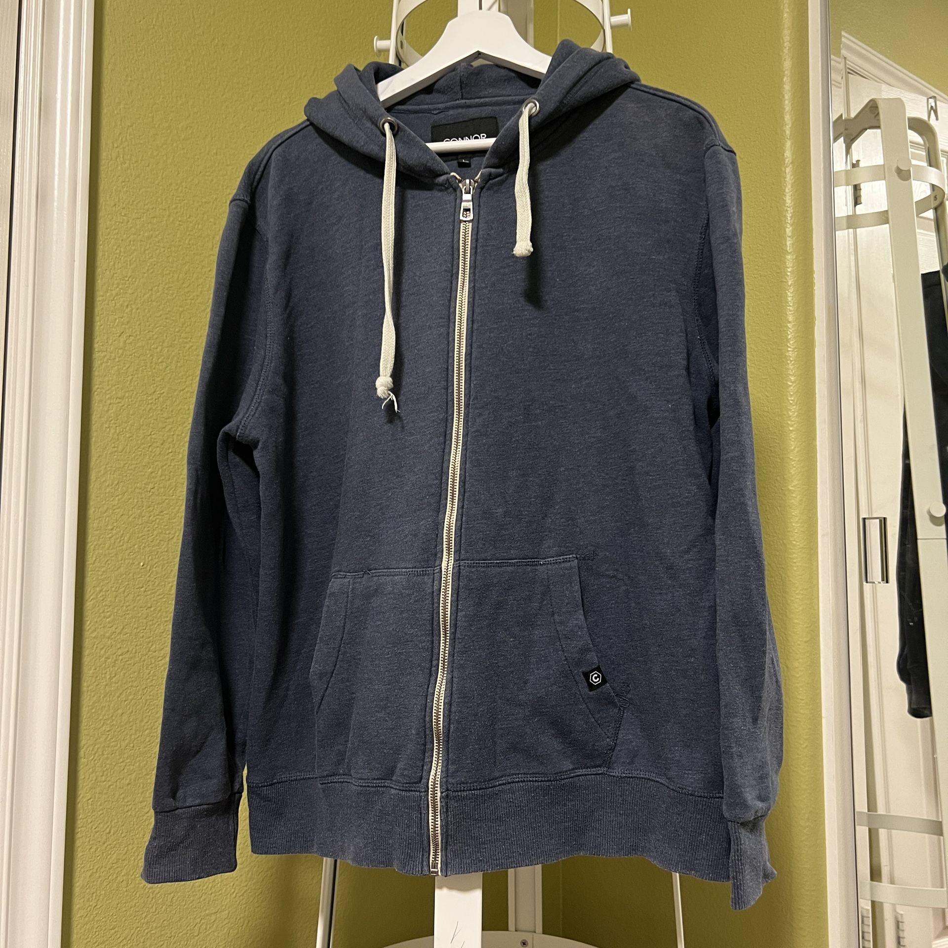 Vtg Connor L Size Full Zip Hoodie Jacket Navy