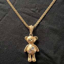 Teddy Bear Pendant And Necklace