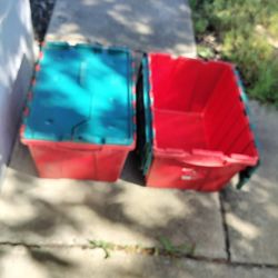 8 Storage Bins Red/Green 12 Gal