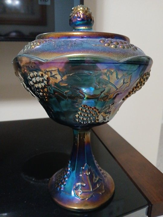 Carnival Glass Pedestal Dish