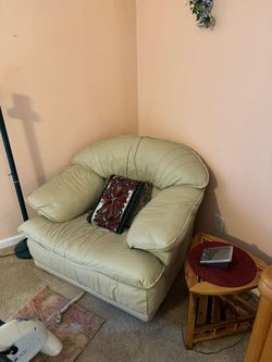 Genuine Leather Living Room Set: Loveseat, & Armchair