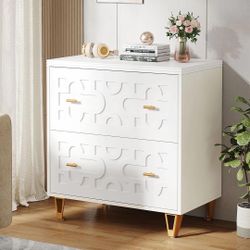 White Gold 2-Drawer File Cabinet