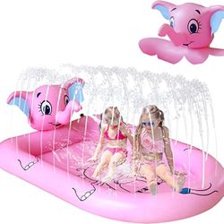 New 68" Splash Pad for Kids Pool with Sprinkler Outdoor Toy Pink