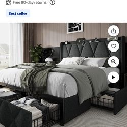 Ipormis Full-Size Upholstered Bed Frame with Storage