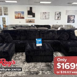 Black Corduroy Modular Sectional 