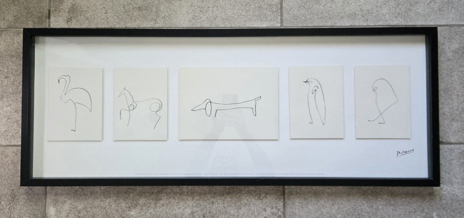 Picasso 5 Animal Prints /Ikea Olunda/ in Black Frame Glass 41" x 15"5" 2009
