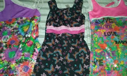 Lot of 13 girls gymnastic/dance outfits size 7/8
