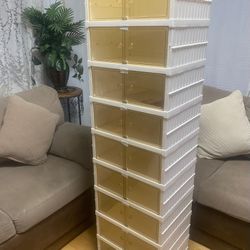 Foldable Shoe Rack, Plastic Shoe Organizer