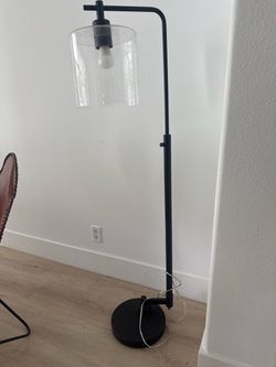 Black Floor Lamp with Glass Shade