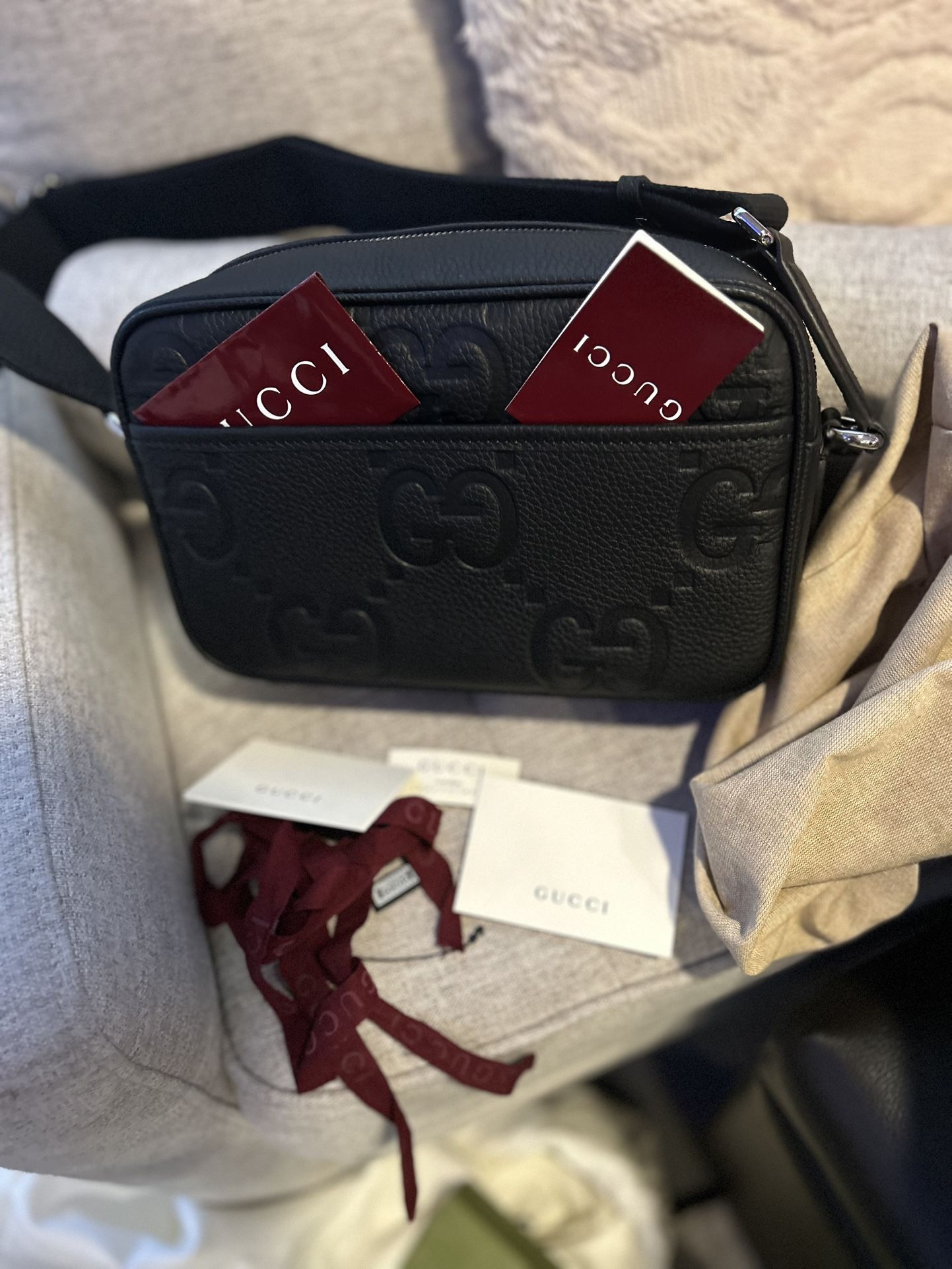 Authentic NWT GUCCI Piuma Calfskin Jumbo GG Bag
