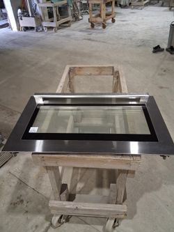 Stainless steel oven door