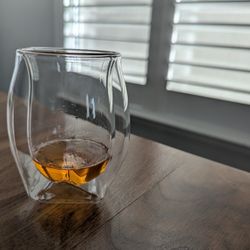 2 Hand-Blown Double-Walled Whisky Glasses 