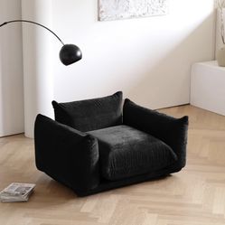 Wmx Single Sofa Chair,Modern Chenille Sofa Couch,50.39" Accent Chair Deep Seat Couches for Small Spaces Living Room Apartment Office,Black(DD23)