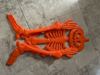 Orange Plastic Halloween Skeleton Decoration