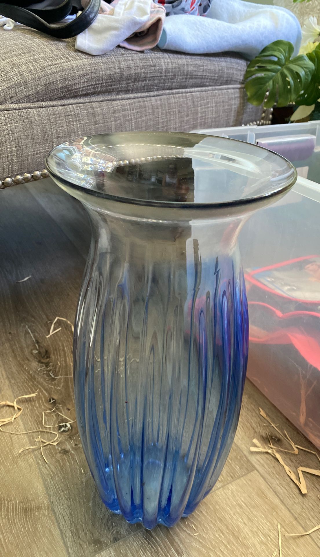 Blue clear vase