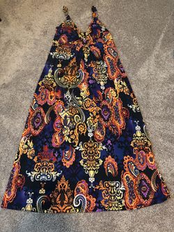 Paisley Print Maxi Dress Spaghetti Strap