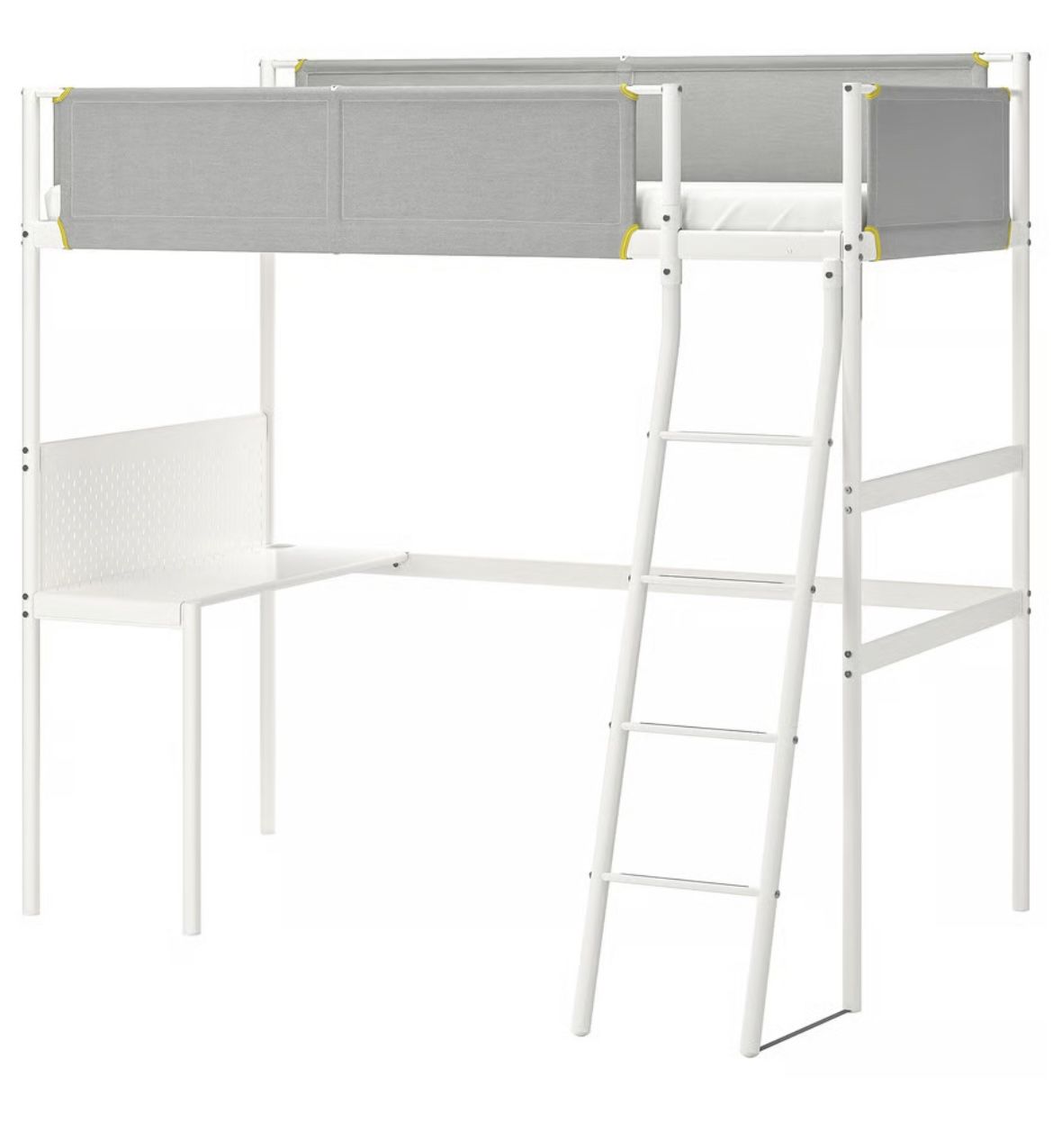IKEA VITVAL Loft Bed with Desk – White/Light Gray – Twin