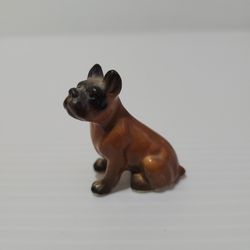 Bone China  boxer brown dog puppy miniature figurine Japan vintage 1.5"Tall.