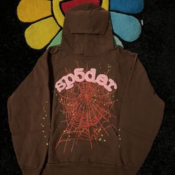 brown sp5der hoodie 