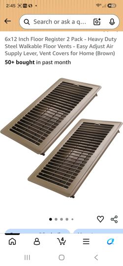 6x12 Brown Steel Floor Register Vent 2-Pack