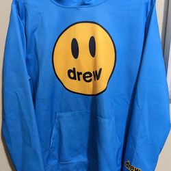 Blue Hoodie - yellow smiley face XL Unisex