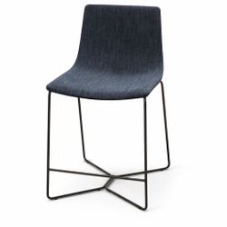 Modern Upholstered Side Chair – Black Metal Base