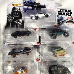 Hot Wheels Character Cars-Star Wars Complete Set of 7 Brand New Grogu Leía Luke